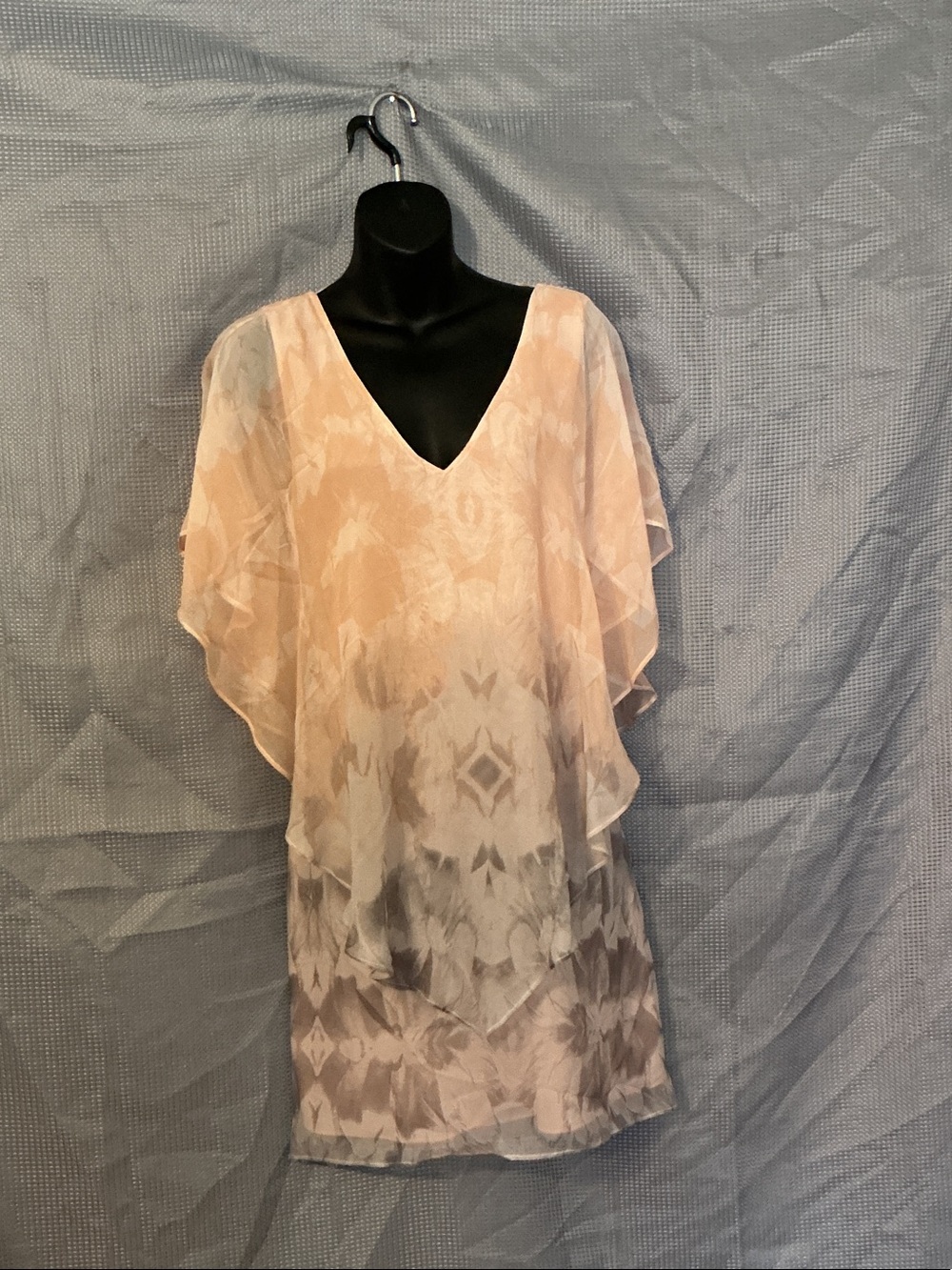 Anthropologie Sheer Ombre V-Neck Swim Cover-Up in Blush and Pale Gray